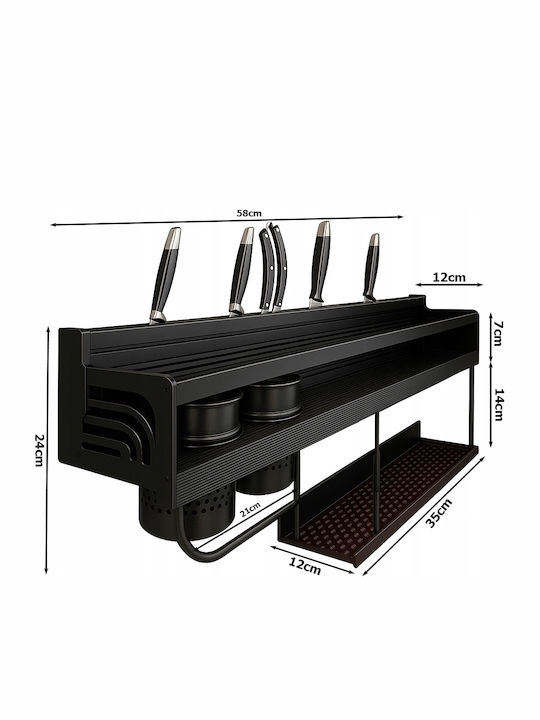Raft de perete metalic 58x24x12cm negru