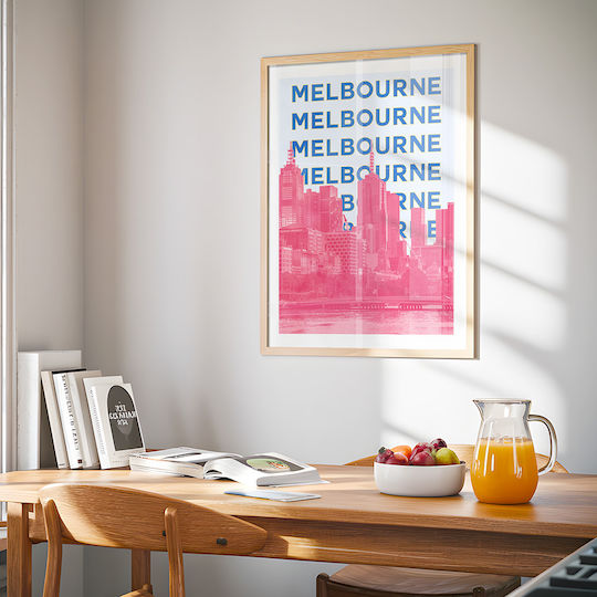 Poster Melbourne Pop Art Pst25511 40cm X 50cm White Wooden Frame