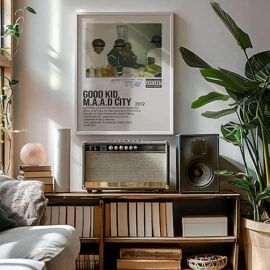 Music Poster Good Kid M.a.a.d City Kendrick Lamar Ms539 40cm X 50cm Black Wooden Frame
