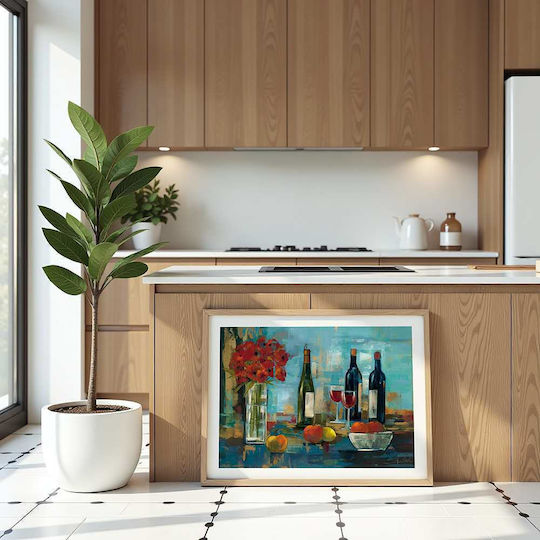 Poster Bottles Wine Flowers & Fruit Pst25322 40cm X 50cm Κορνίζα Καφέ Ξύλου 62106pd156360f63322