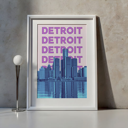 Poster Detroit Pop Art Pst25504 40cm X 50cm White Wooden Frame 63380pd156118f55310