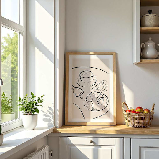 Poster Französisches Frühstück Lineares Design Pst25332 40cm x 50cm Weißer Hölzerner Rahmen-62133pd156353f55310 Poster Französisches Frühstück Lineares Design Pst25332 40cm x 50cm Weißer Hölzerner Rahmen-62133pd156353f55310