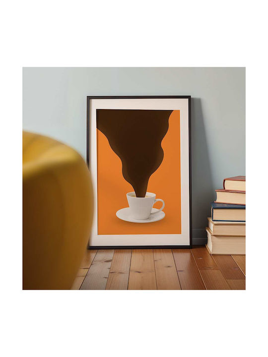 Poster Cană De Cafea Pst25358 40cm X 50cm Cadru Din Lemn Maro 62153pd156341f63322
