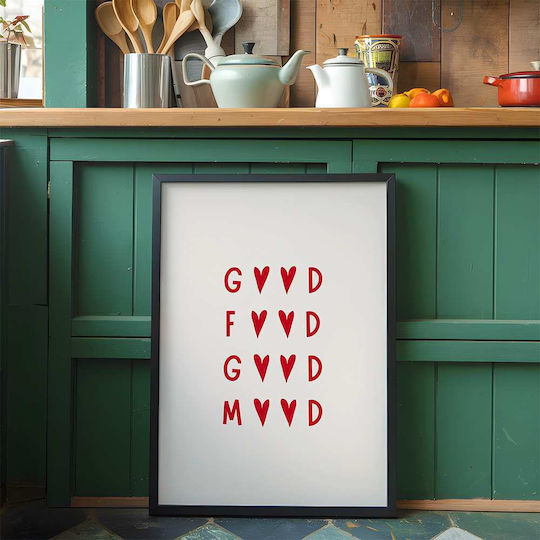 Poster Good Food Good Mood Pst25293 40cm X 50cm Premium Black Wooden Frame