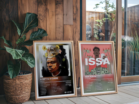 Music Poster Gunna A Gift & A Curse Ms132 40cm X 50cm Frame Natural Wood Beige