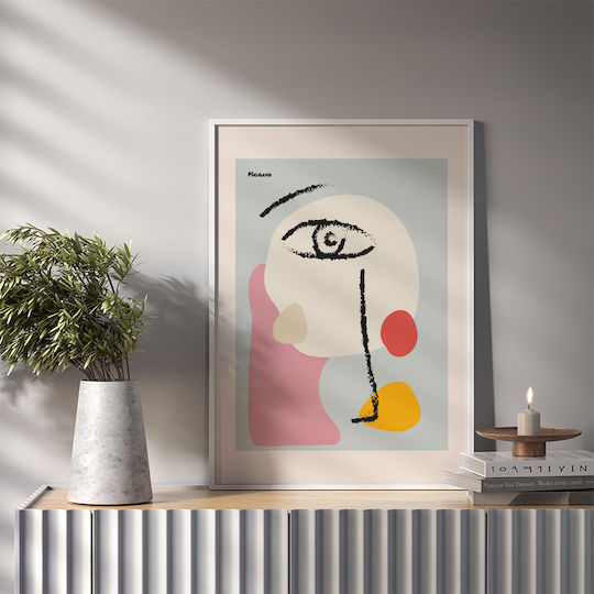 Poster Pablo Picasso Abstract Collage Art235 40cm X 50cm Brown Wooden Frame 63770pd156095f63322