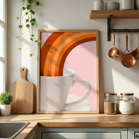 Poster Coffee Rainbow Pst25357 40cm X 50cm Brown Wooden Frame