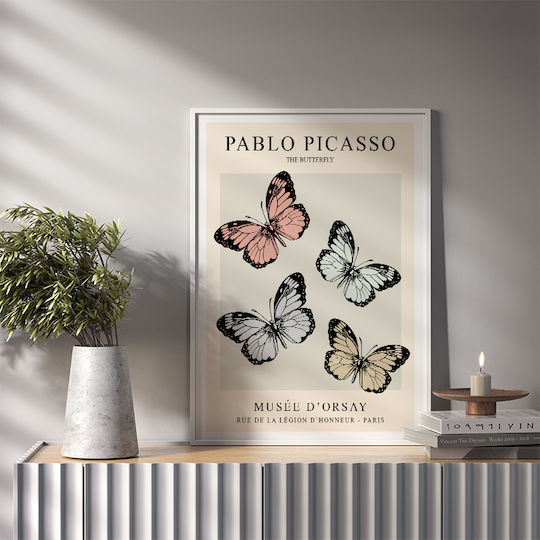 Poster Pablo Picasso Butterfly Art249 40cm X 50cm Λευκή Ξύλινη Κορνίζα-63778pd156082f55310