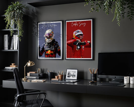 Poster Formula1 Carlos Sainz F061 40cm X 50cm Premium Μαύρο Ξύλινο Κάδρο-63052pd156213f55323