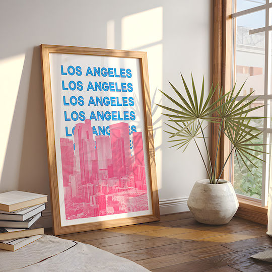 Poster Los Angeles Pop Art Pst25508 40cm X 50cm Λευκή Ξύλινη Κορνίζα-63376pd156114f55310