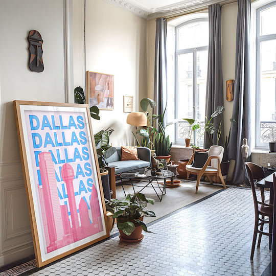 Poster Dallas Pop Art Pst25505 40cm X 50cm Black Wooden Frame 63379pd156117f55321