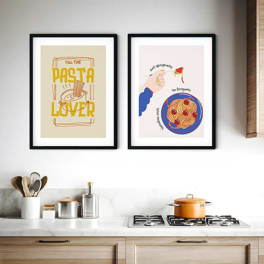Poster Eat Spaghetti To Forget Your Regretti Pst25308 40cm X 50cm Premium Black Wooden Frame