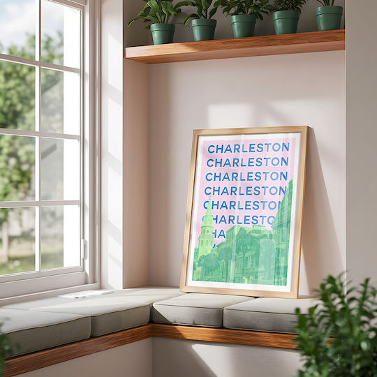 Poster Charleston Pop Art Pst25510 40cm X 50cm Brown Wooden Frame