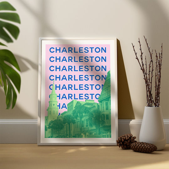 Poster Charleston Pop Art Pst25510 40cm X 50cm Brown Wooden Frame