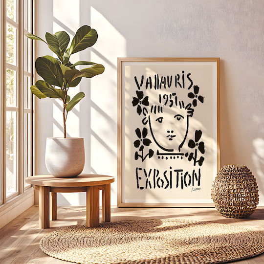 Poster Pablo Picasso Vallauris 1957 Art247 40cm X 50cm Κορνίζα Φυσικό Ξύλου Μπεζ 63780pd156084f55316