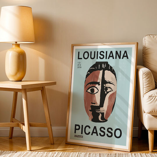 Poster Pablo Picasso Ceramics Tete De Femme Art246 40cm X 50cm Black Wooden Frame