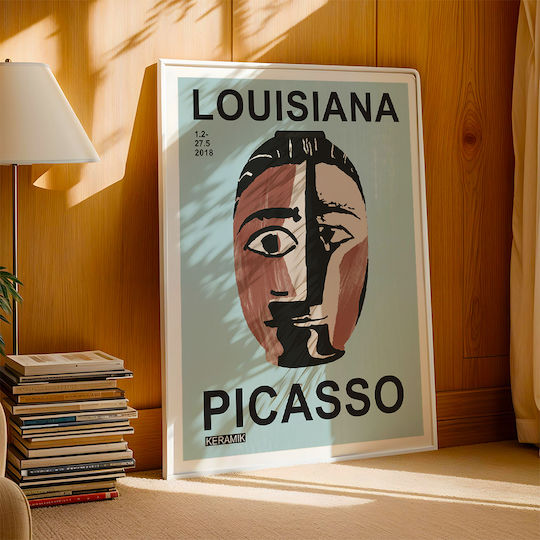 Poster Pablo Picasso Ceramics Tete De Femme Art246 40cm X 50cm Black Wooden Frame