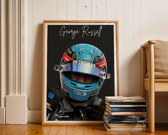 Poster Formula1 George Russell F060 40cm X 50cm Κορνίζα Καφέ Ξύλου 63051pd156212f63322