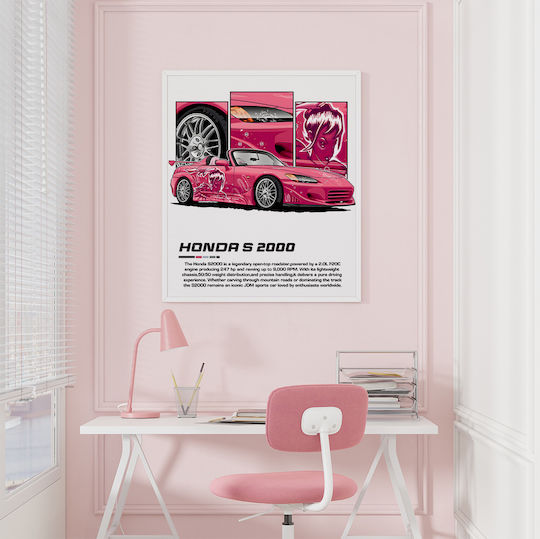 Poster Honda S 2000 Cr024 40cm X 50cm Frame Natural Wooden Beige