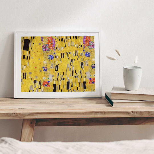 Poster Gustav Klimt Kiss Details Art148 40cm X 50cm Frame Natural Wooden Beige