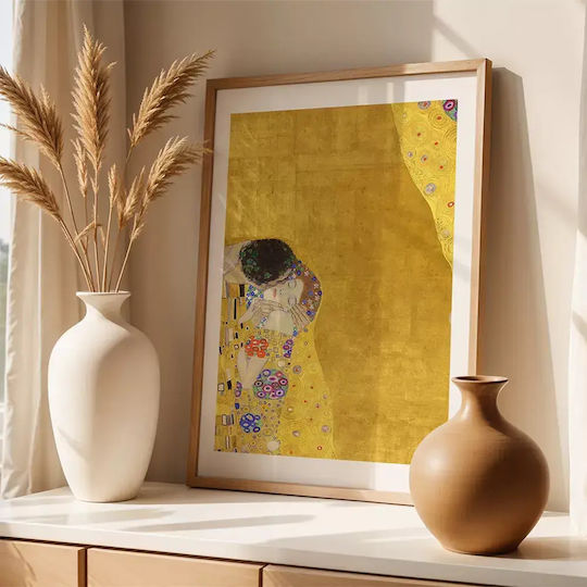 Poster Gustav Klimt Kiss Art155 40cm X 50cm Frame Natural Wood Beige 56090pd156666f55316