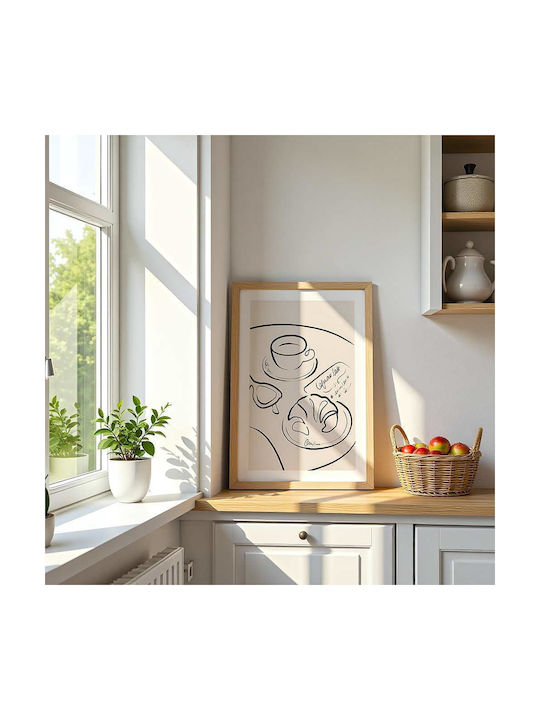Poster Französisches Frühstück Lineares Design Pst25332 40cm x 50cm-62133pd156353