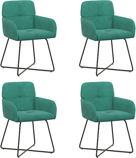 Velvet Turquoise Dining Armchairs 4 Pieces 59x56.5x86cm