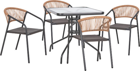 Set de dining pentru exterior Figo 5 buc Gri