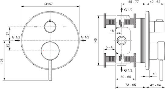 Ideal Standard Комплект за смесване и доставка за вграждане за душ 2 изхода 4015413363297