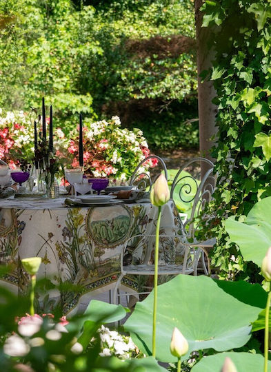 Tessitura Toscana Telerie Linen Tablecloth Bunny Garden Tessitura Toscana Telerie Linen Tablecloth Bunny Garden