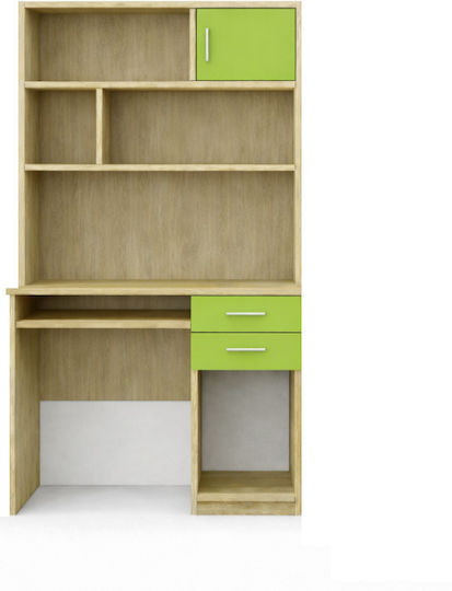 8-14 Kids Desk with Library Made of Green Melamine 100x55x180cm