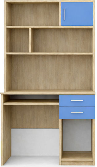 Birou Pentru Copii Cu Bibliotecă Din Melamină Albastru Deschis 100x55x180cm
