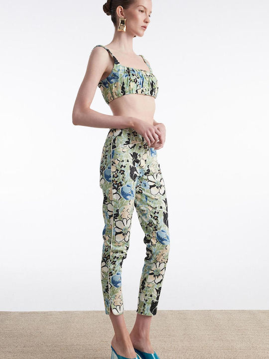 Damen Bluse Blumen Blau