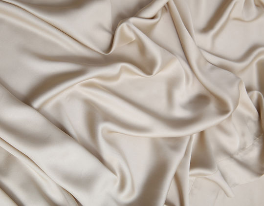 Silk Fashion King Size Bed Sheets Set 270x290cm Beige 4 Pieces