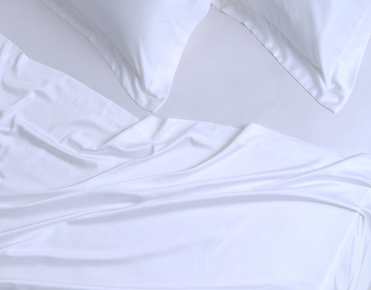 Silk Fashion King Size Bed Sheets Set 270x290cm White 4 Pieces
