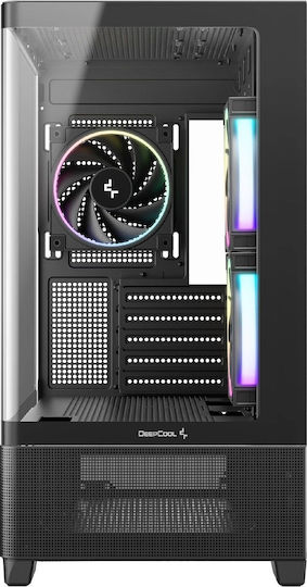 Deepcool CG380U 3F Gaming Micro Tower Computer Case with Side Window and ARGB Lighting Black
