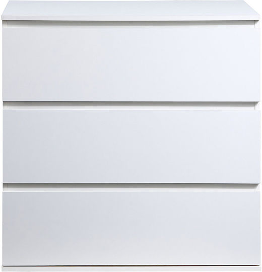 Bedroom Chest of Drawers Wooden With 3 Drawers White 80x40x80cm