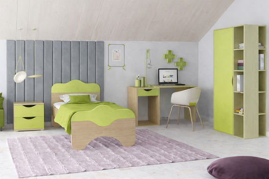 Pat Pătuț pentru Copii Single Verde pentru Saltea 90x190cm