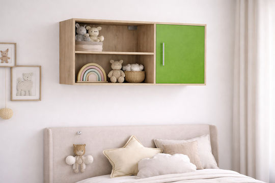 Silky Βιβλιοθήκη Τοίχου Ξύλινη Πράσινη 100x30x43cm