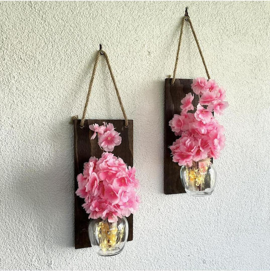 SteweHome Wanddekoration Rosa aus Hölzernes 30x14cm 2Stücke