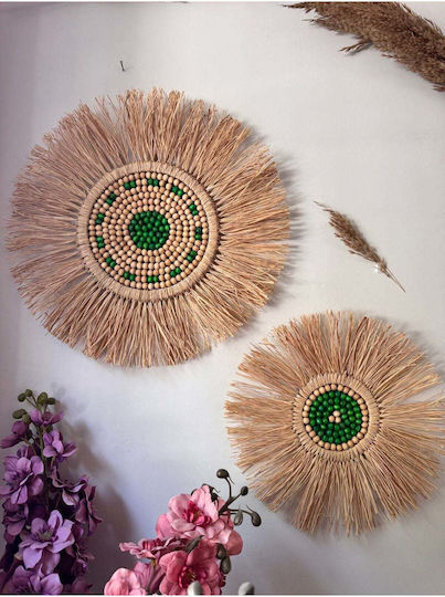 SteweHome Macrame Handmade Green Fabric Wall Decor 2 Pieces