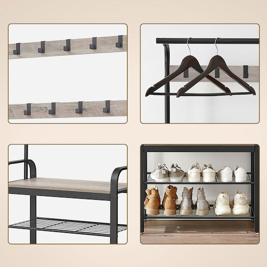 Hallway Furniture with Hanger & Bench Particle Board 72x33.7x183cm