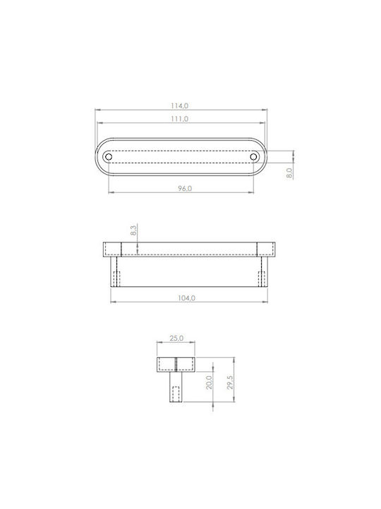 Sc Herrajes 880 Furniture Handle Made of Marble & Black Metallic with 32mm Hole Centers