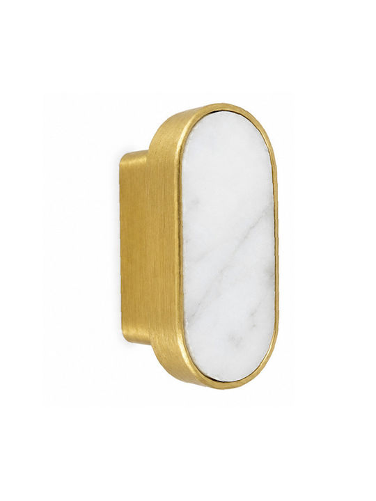 Sc Herrajes 880 Furniture Handle Made of Marble & Metallic Gold with Hole Centers 32mm