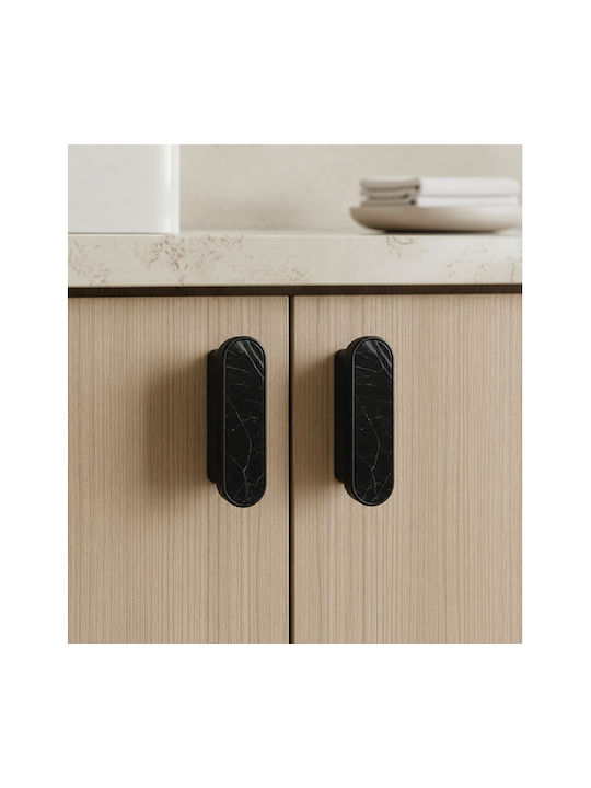 Sc Herrajes 880 Furniture Handle Made of Marble & Black Metallic with 32mm Hole Centers