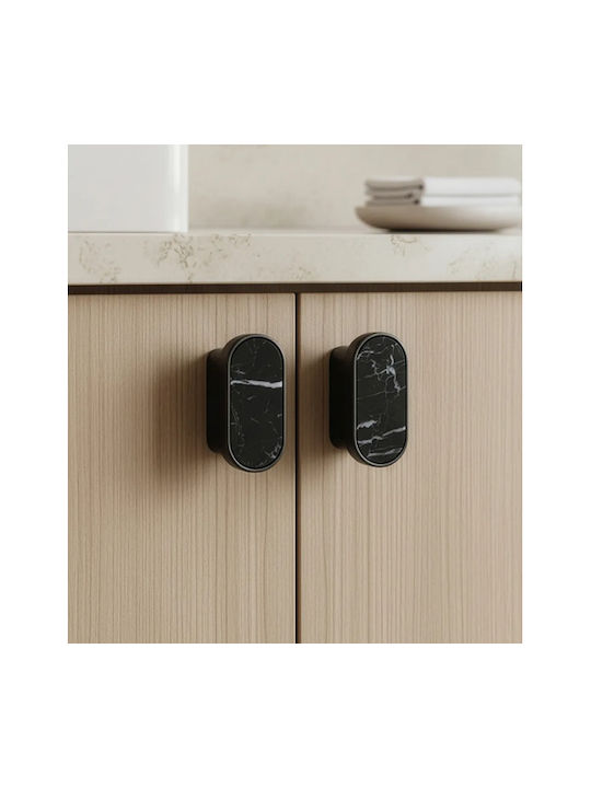 Sc Herrajes 880 Furniture Handle Made of Marble & Metallic Black with Hole Centers 96mm