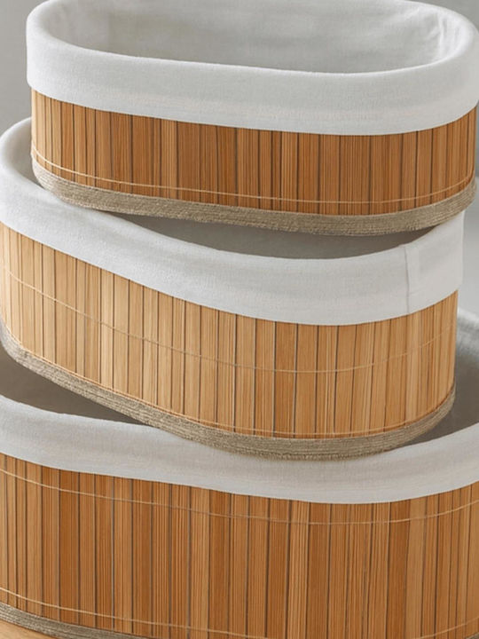 SteweHome Bamboo Beige Storage Basket 3 Pieces
