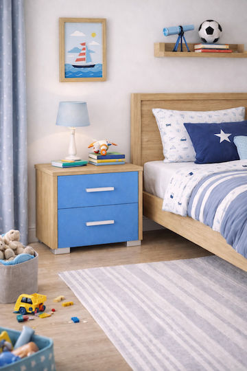 Kinder Nachttisch Hölzernes Blau 50x34x48cm