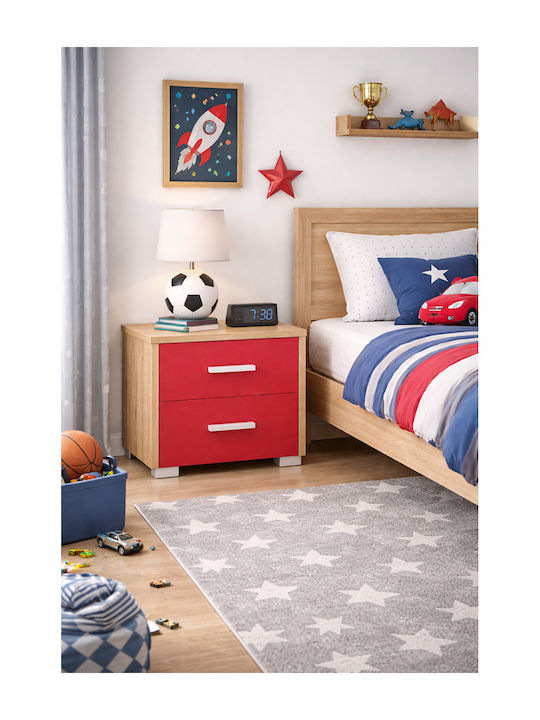Wooden Red Bedside Table 50x34x48cm