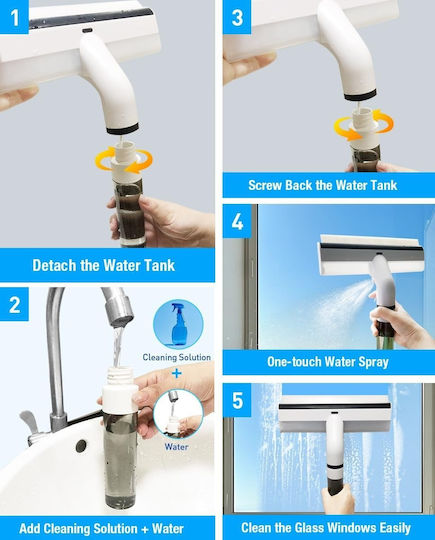 Telescopic Rotating Window Brush Spray System Spray Window Cleaner Spray Function Telescopic Handle 45°